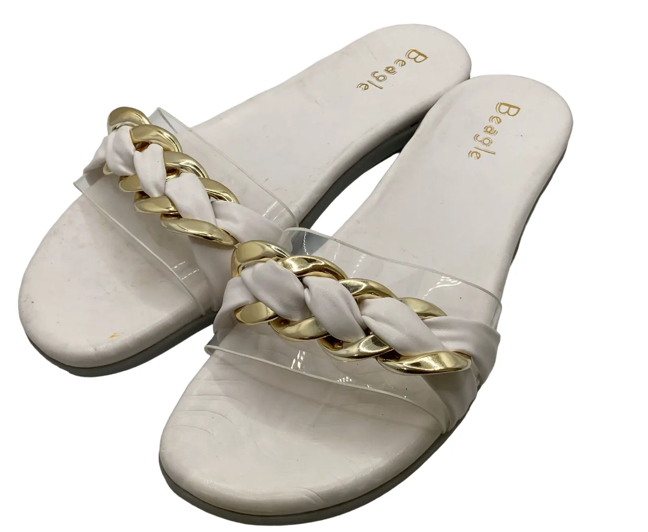 Beagle Women's Gold and Leather Strap Sandals