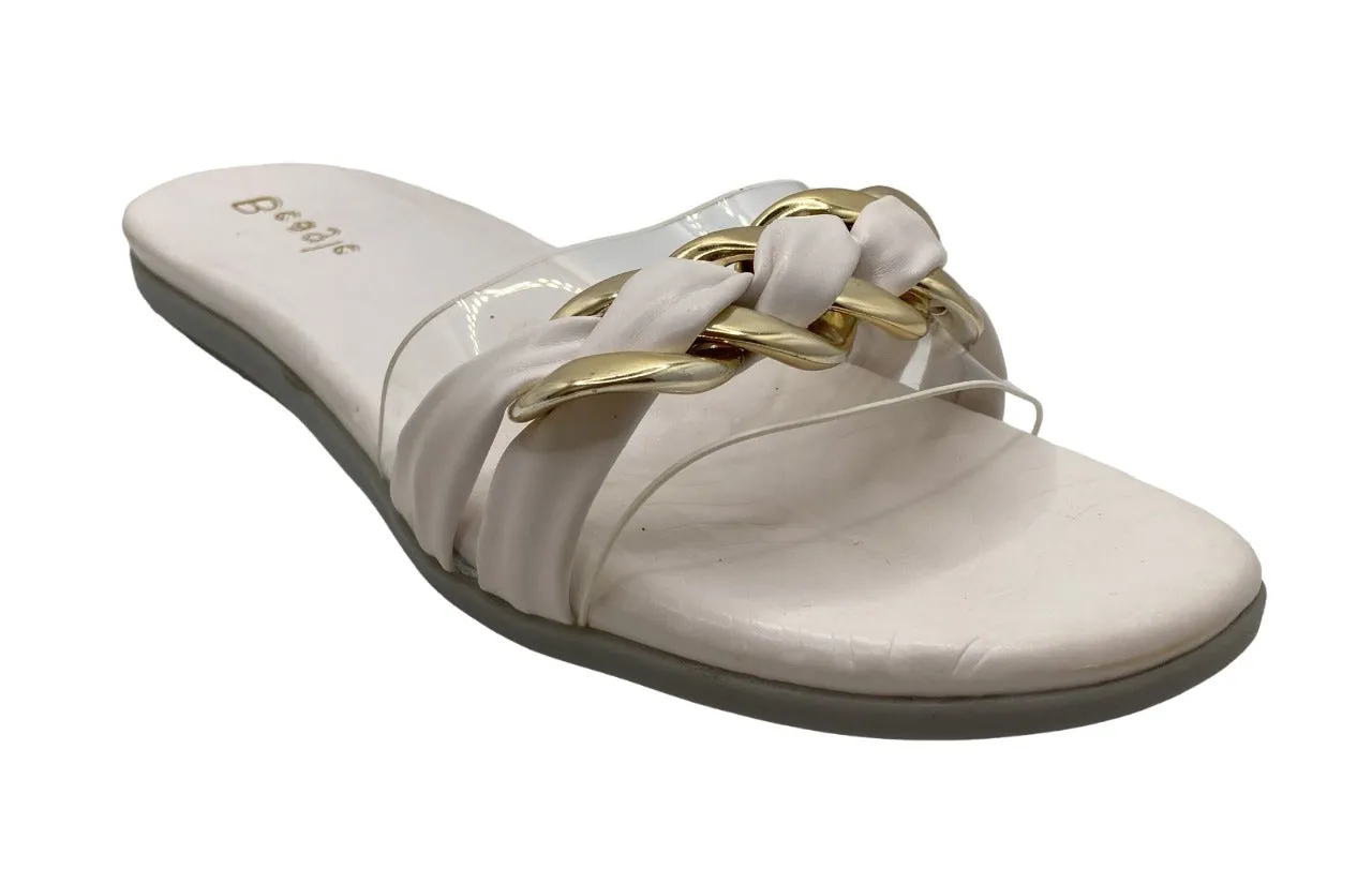 Beagle Women's Gold and Leather Strap Sandals