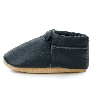 BirdRock Baby - Black and Tan Fringeless Moccasins