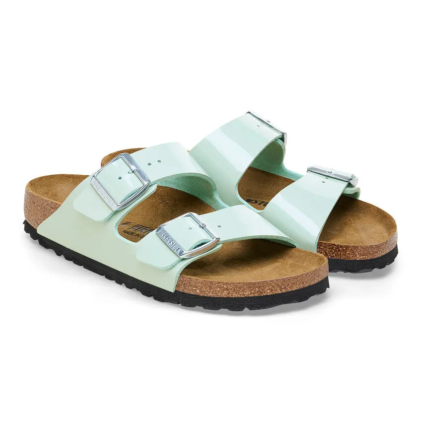 Birkenstock Arizona Surf Green Patent Birko Flor Sandal