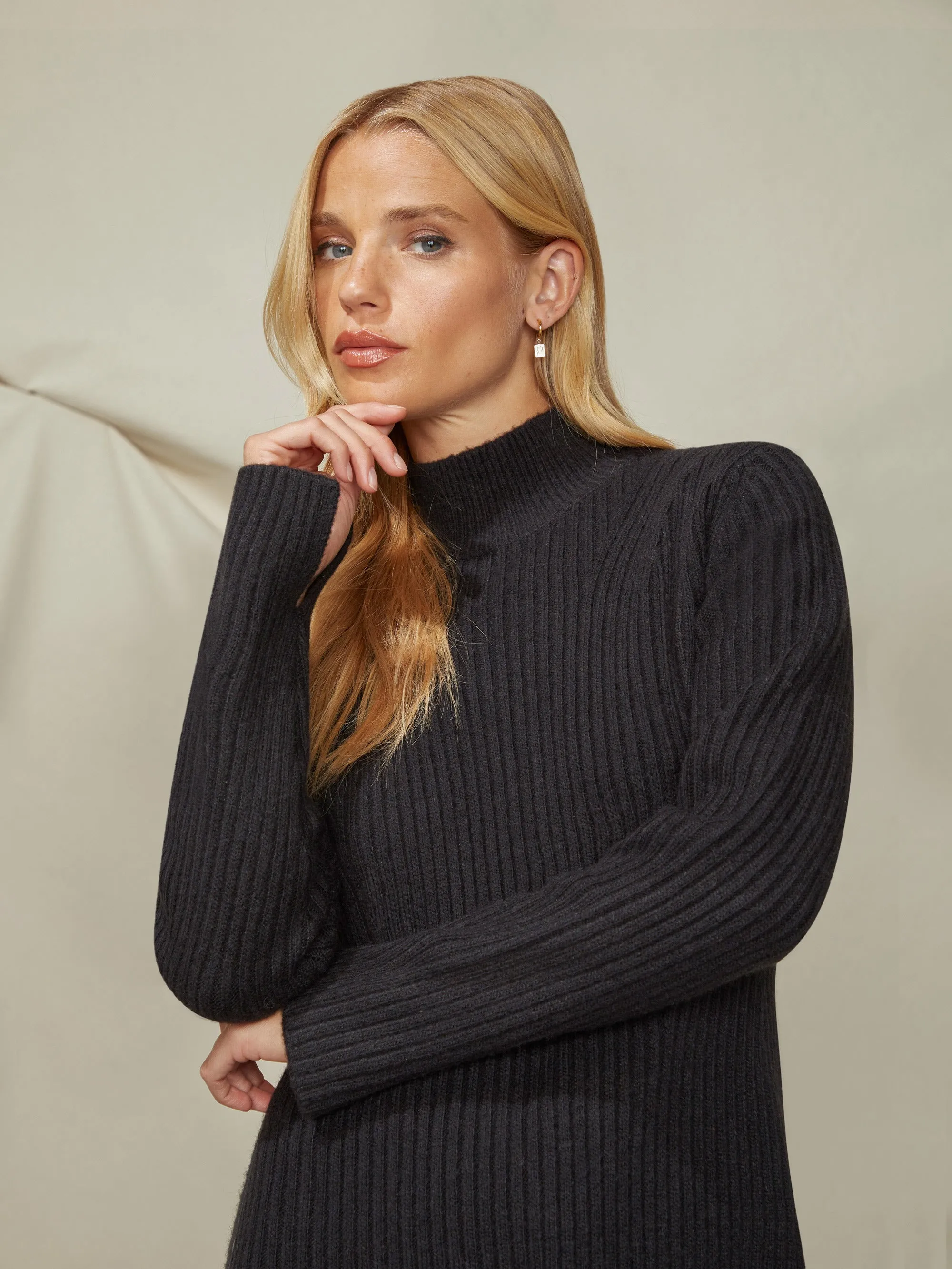 Black Turtle Neck Jumper Dress