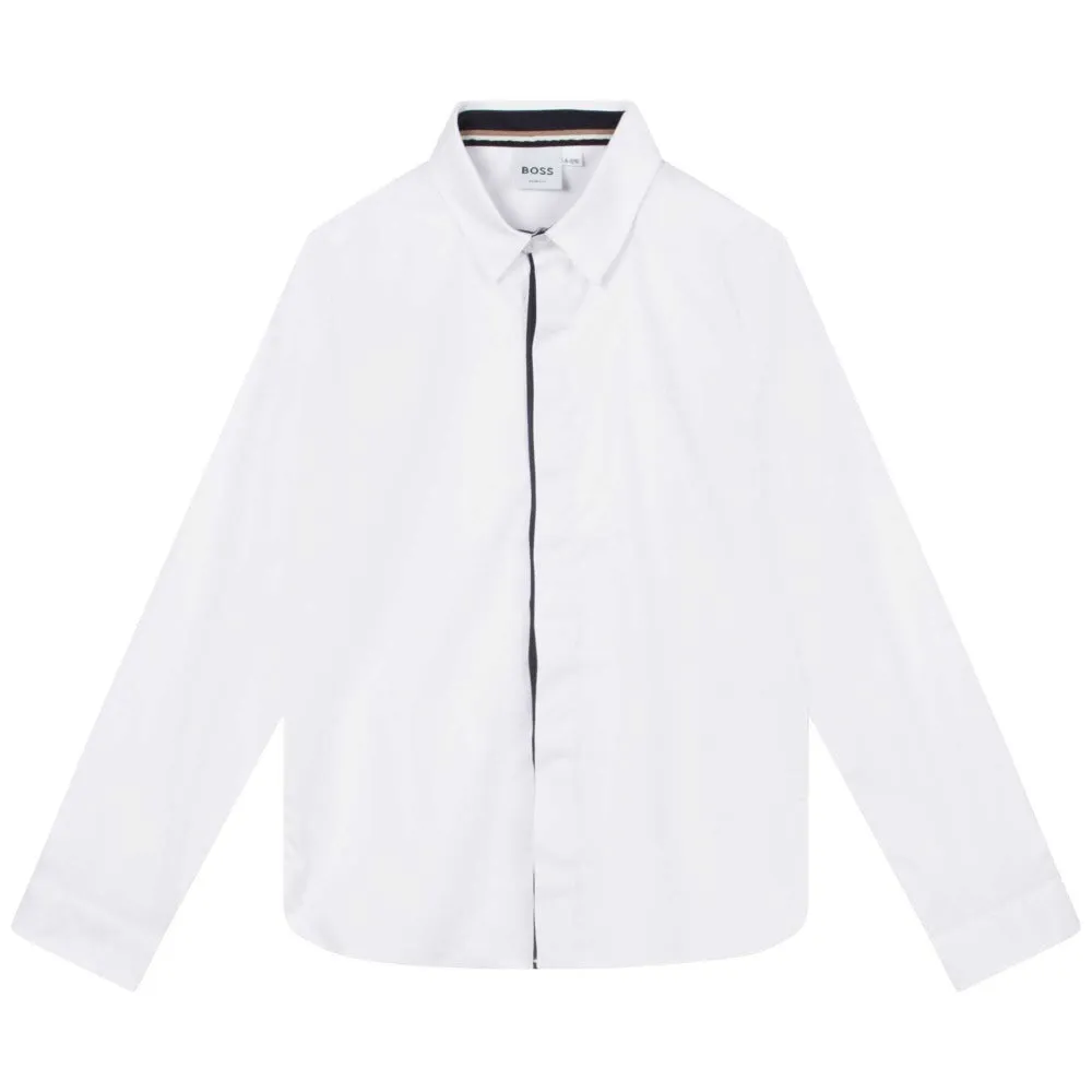 BOSS KIDSWEAR White Oxford Long Sleeve Shirt