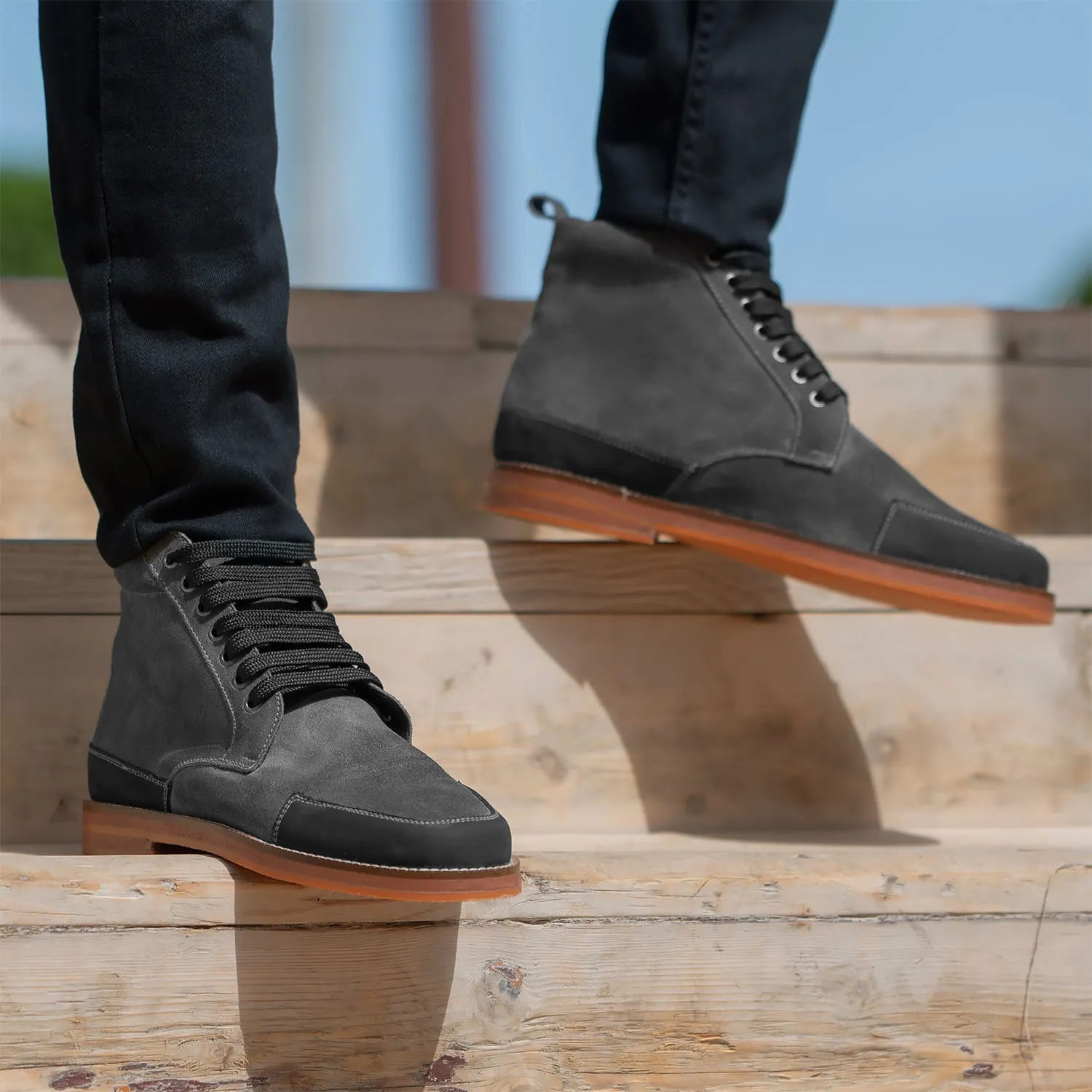 Carnell Moc Toe Grey Suede Boots