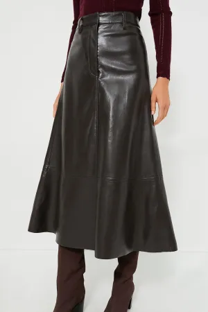 Cassia Leather Skirt Chocolate Brown