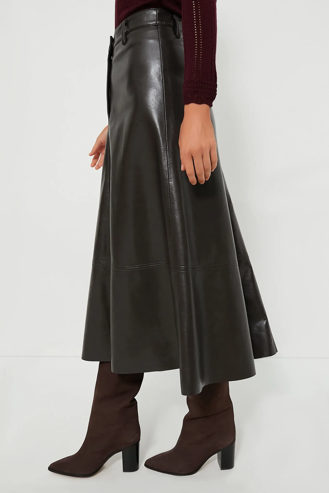 Chocolate Cassia Leather Skirt