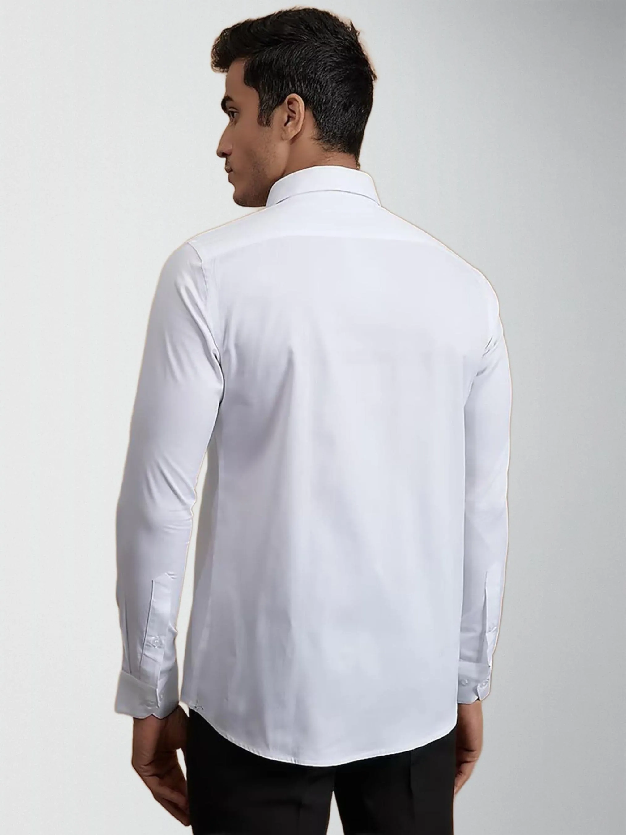 Colourblocked Spread Collar Cotton Formal Shirt