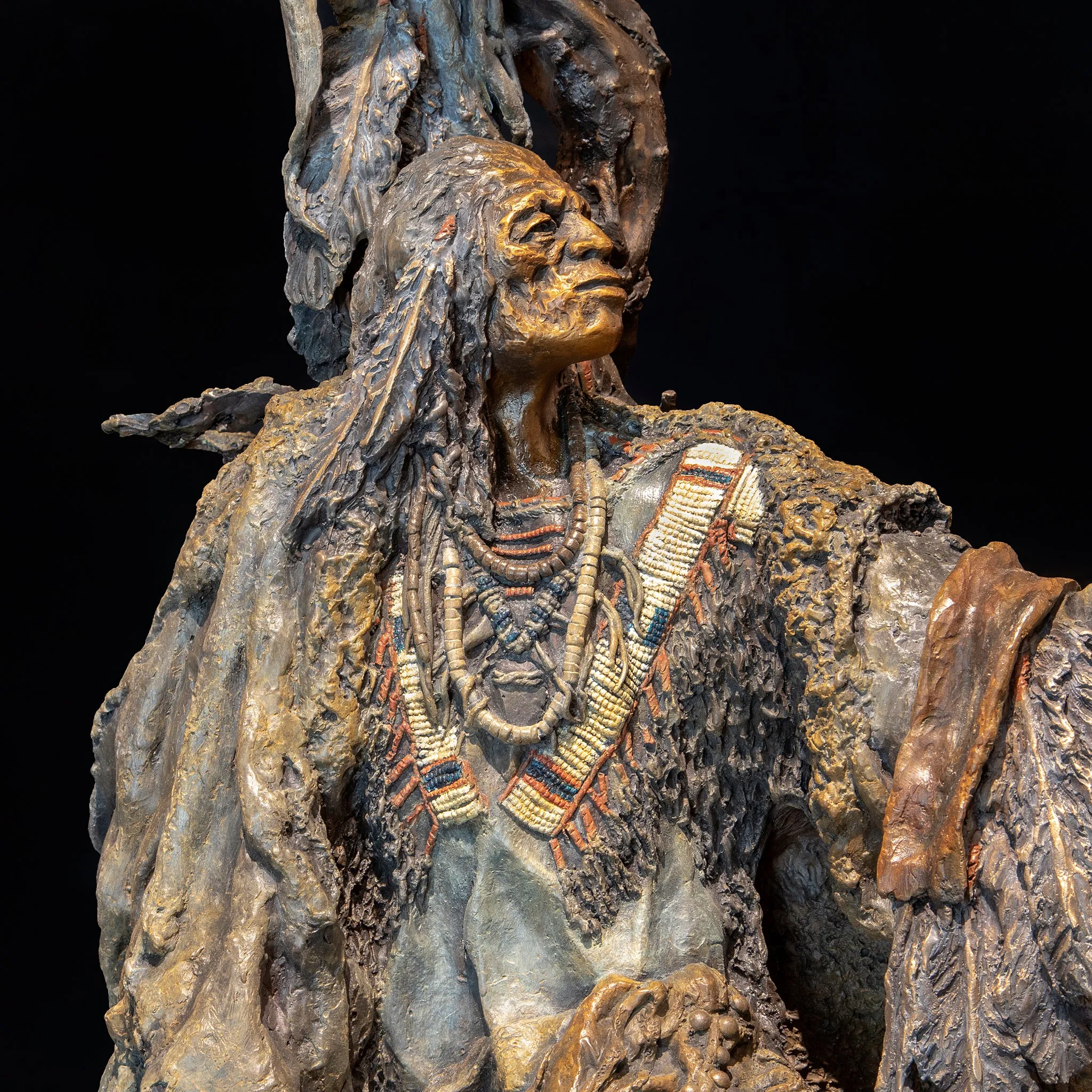 Crowning of a Sioux Chief -- Native American Bronze Statue by Cindy Jo Popejoy