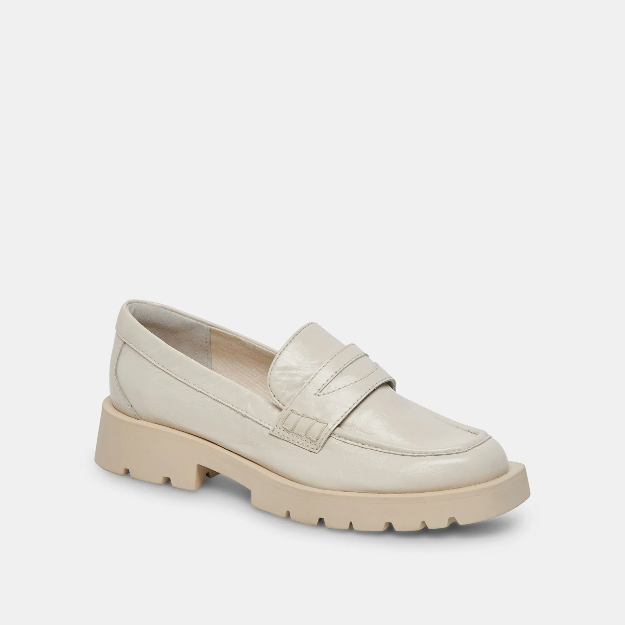 ELIAS WIDE FLATS OFF WHITE CRINKLE PATENT