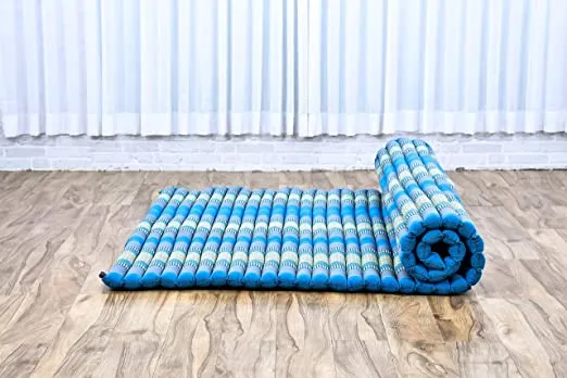 Fathers day gift Day bed Roll Out Mattress XL Large Foldout Mat relaxation, day bed, camping or Yoga Matt Natural Kapok Filled_ 105 x 200 cm BLUE