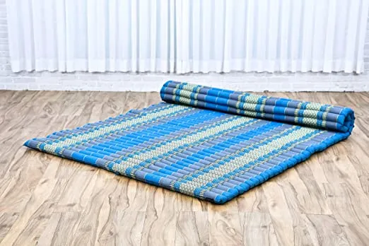 Fathers day gift Day bed Roll Out Mattress XL Large Foldout Mat relaxation, day bed, camping or Yoga Matt Natural Kapok Filled_ 105 x 200 cm BLUE