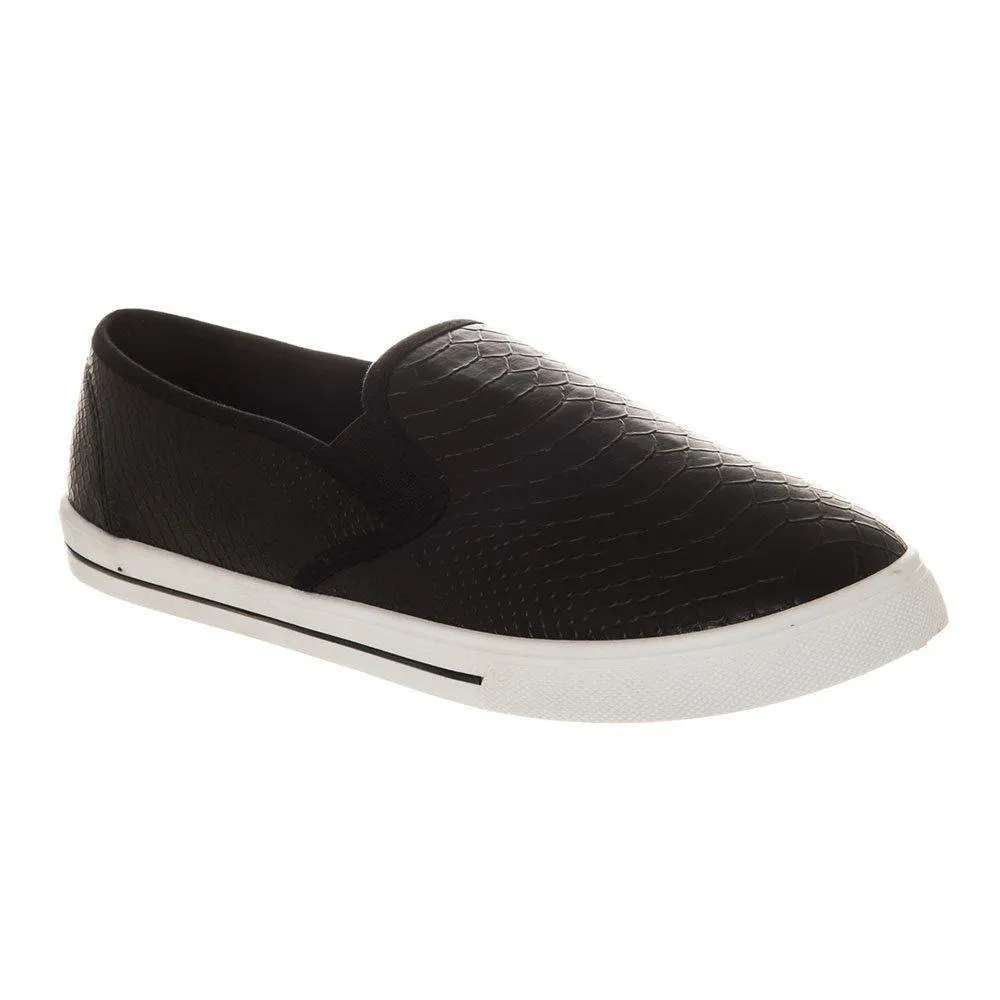 Flat Slip On Skater Shoe Elastic Gusset And Rubber Sole