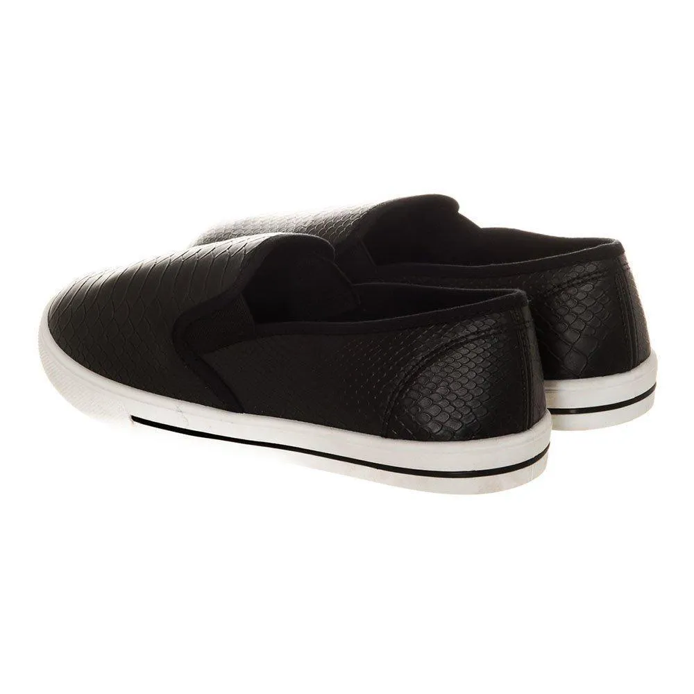 Flat Slip On Skater Shoe Elastic Gusset And Rubber Sole