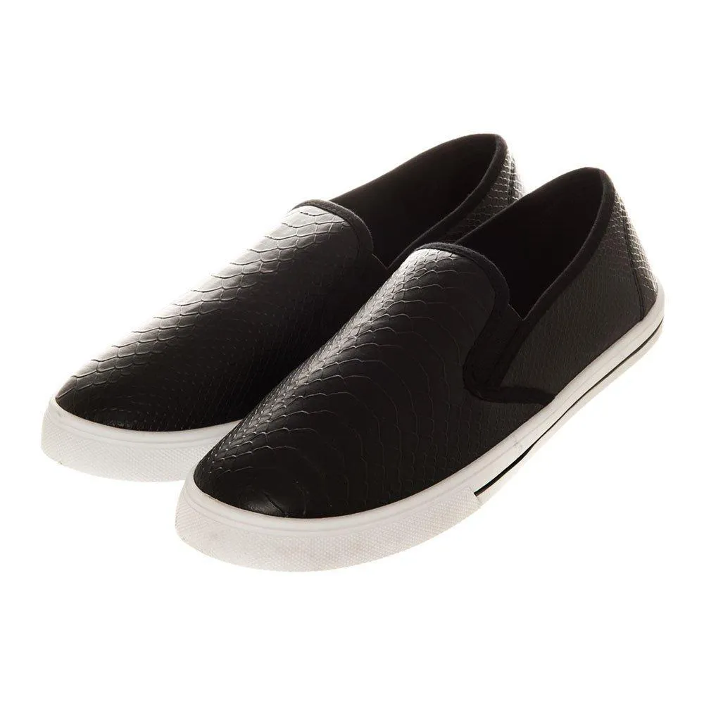 Flat Slip On Skater Shoe Elastic Gusset And Rubber Sole