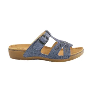 Flexus Women's Nery Jeans Slide Sandals - Navy