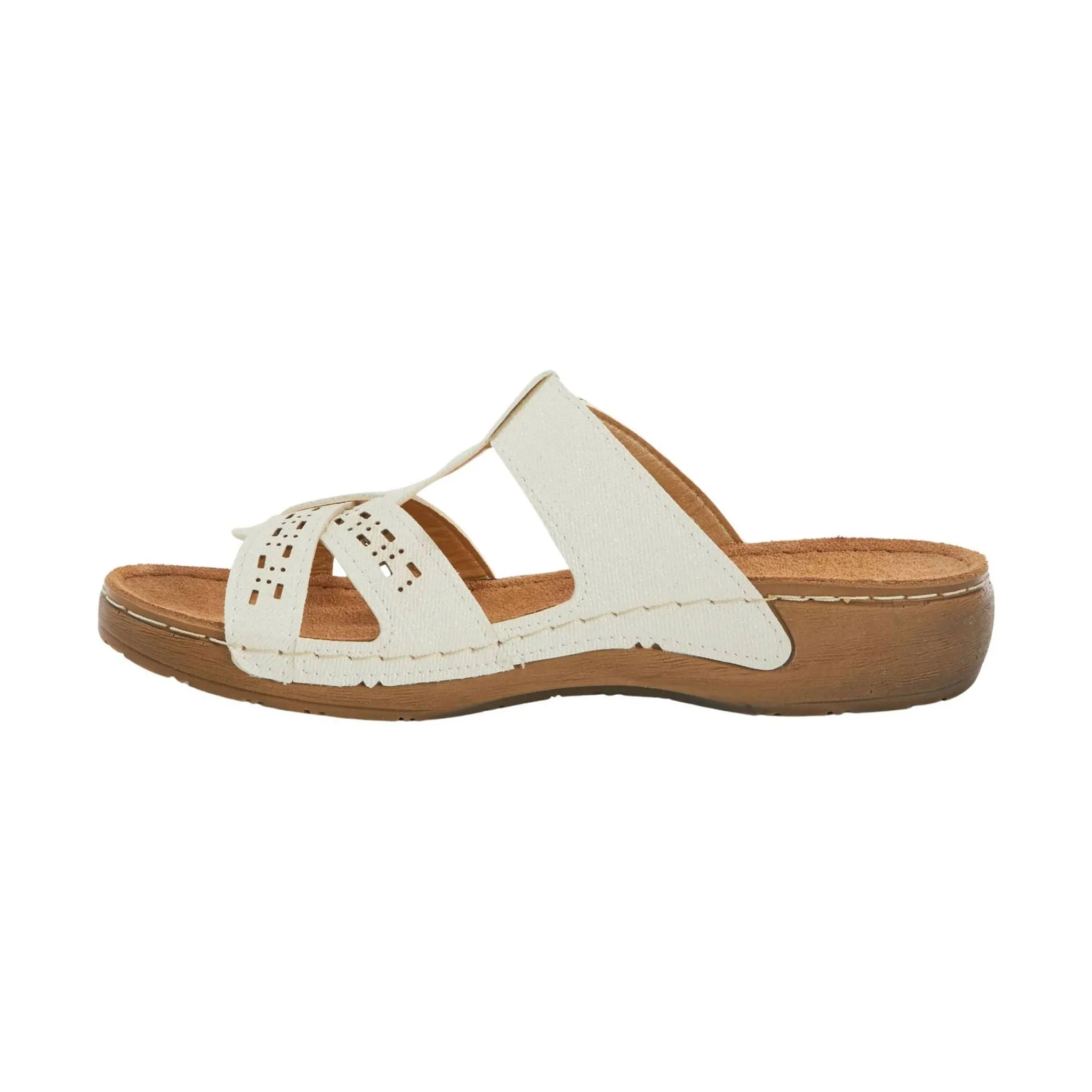 Flexus Women's Nery Jeans Slide Sandals - White