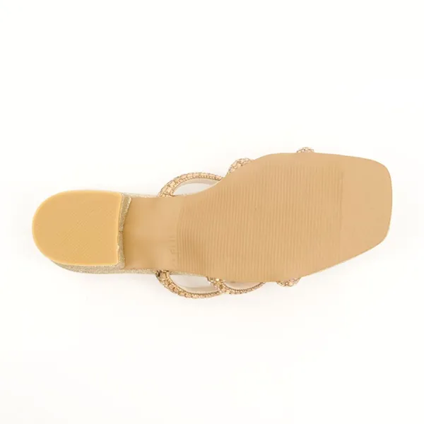 Golden Fancy Heel Slippers for women