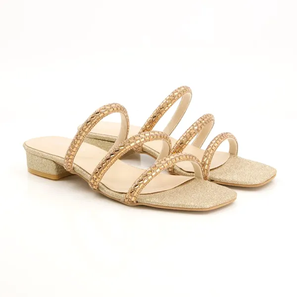 Golden Fancy Heel Slippers for women