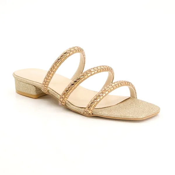 Golden Fancy Heel Slippers for women