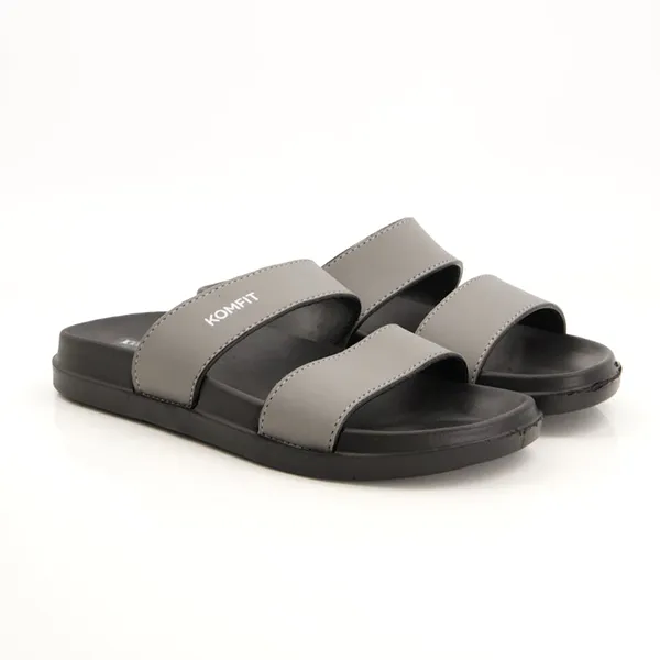 Grey Double Strap Slippers for men