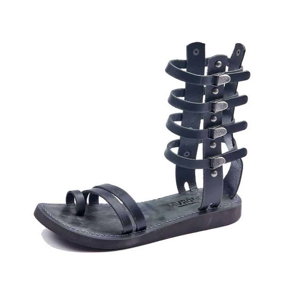 Handmade Leather Gladiator Sandals Black 507