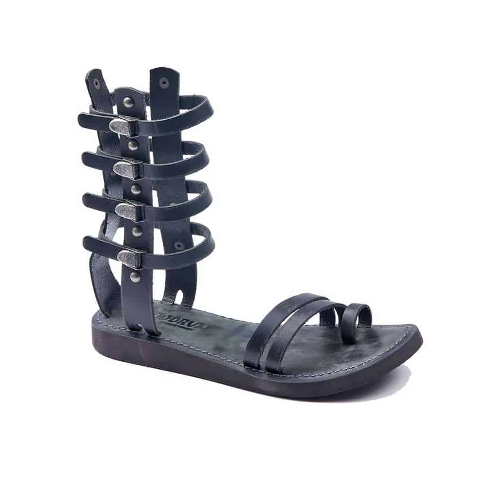 Handmade Leather Gladiator Sandals Black 507