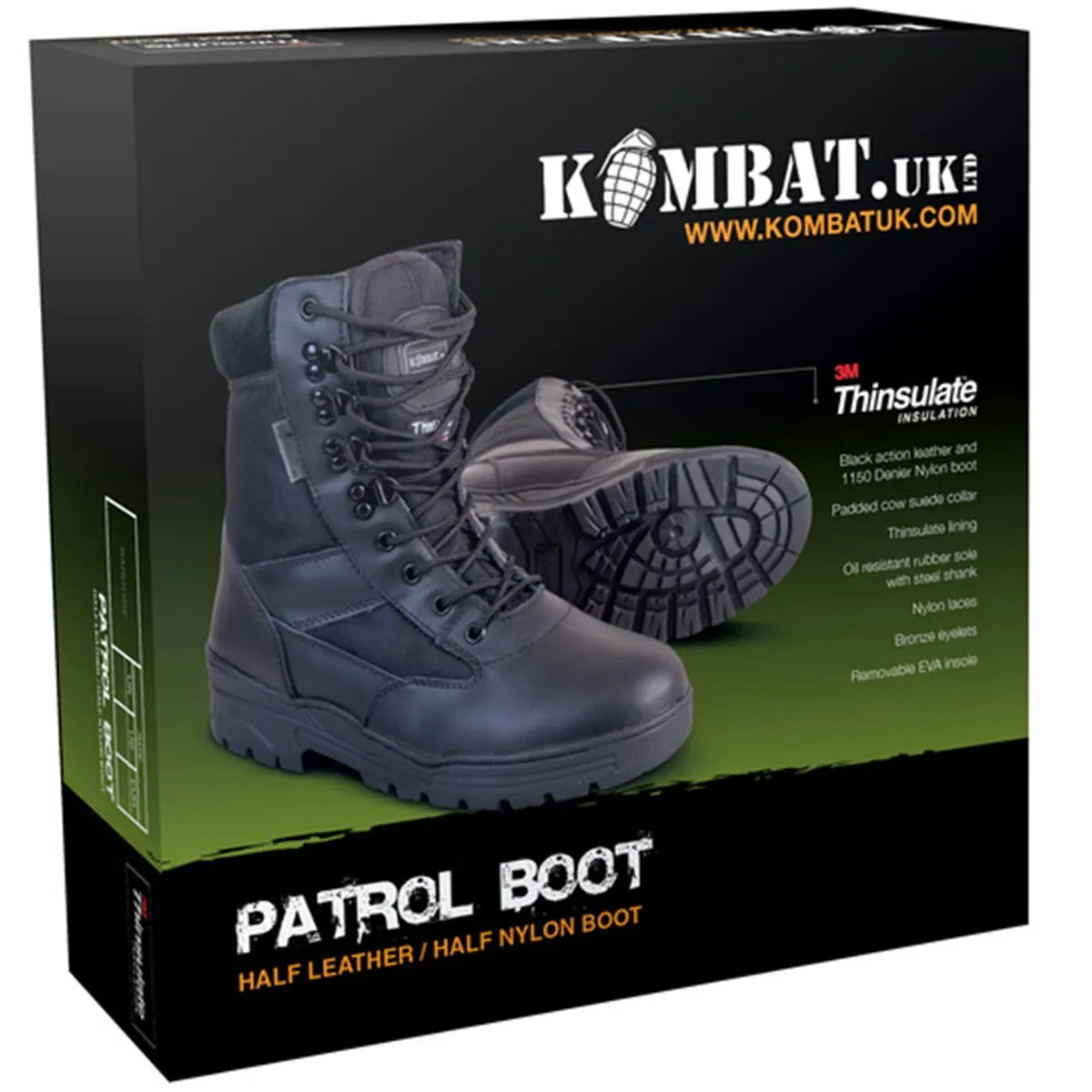 Kombat Black Half Leather Patrol Boot