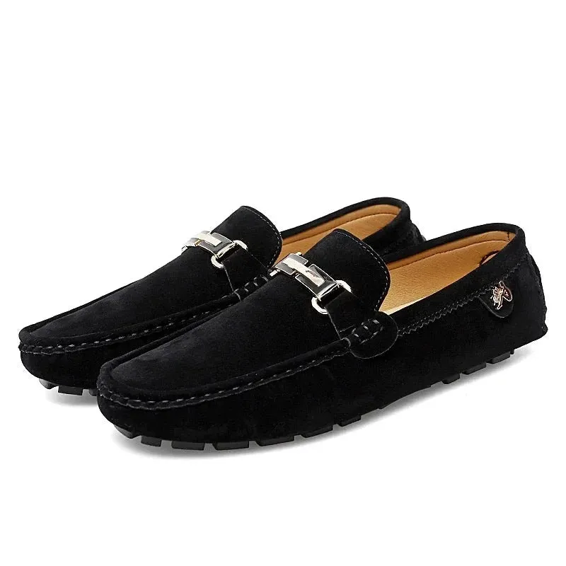 Loafers Men Handmade Leather Shoes Black Casual Driving Flats Blue Slip-on Moccasins Men Shoes Plus Size 46 47 48