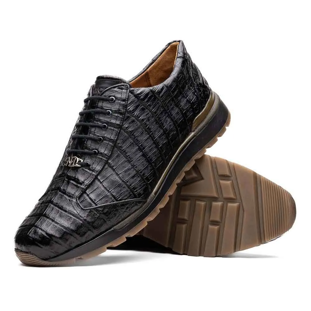 MARCO DI MILANO Alonzo Black Caiman Crocodile Sneakers