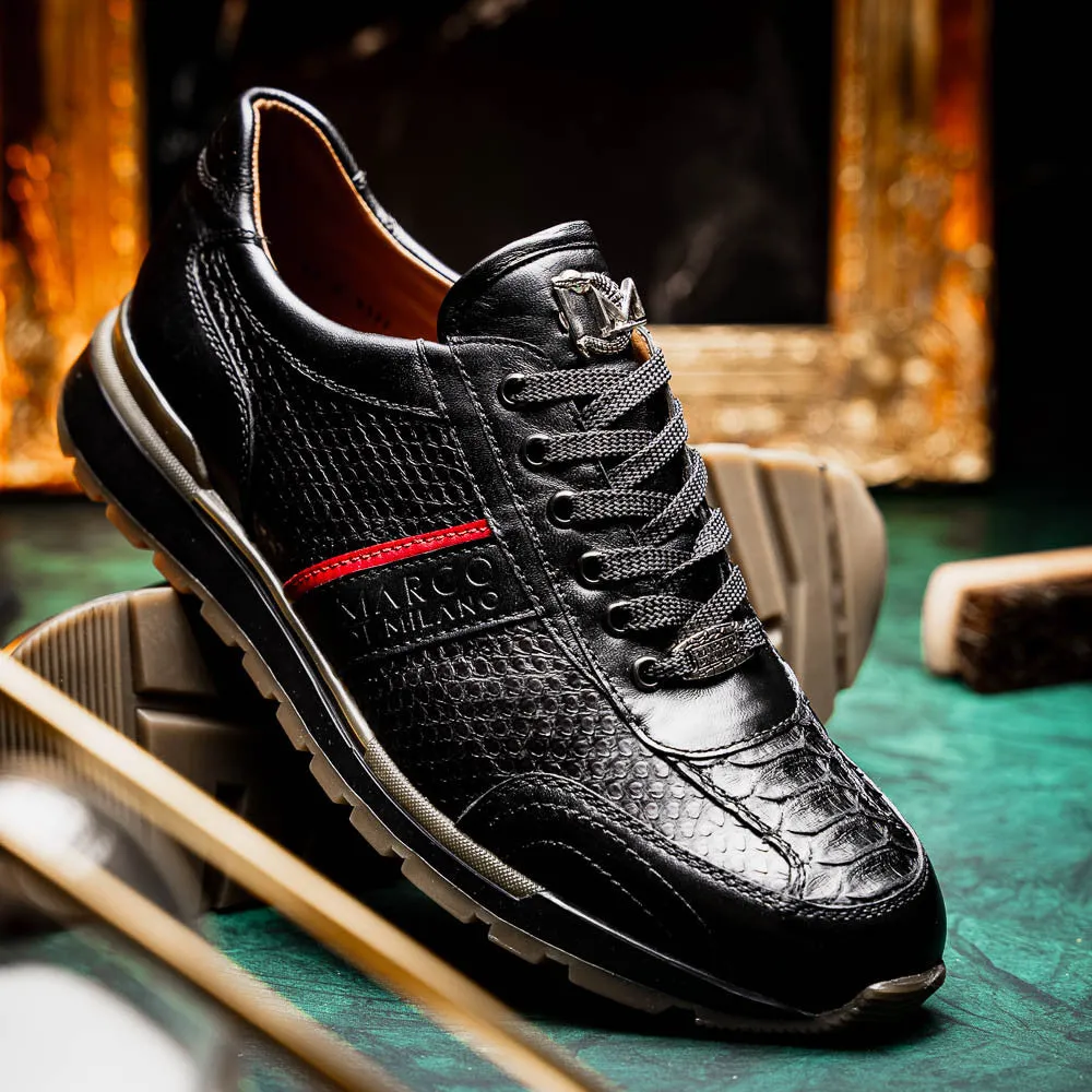 Marco Di Milano BRESCIA Black Python & Calfskin Sneakers