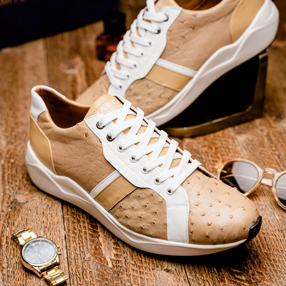 Marco Di Milano LYON II Ostrich and Calfskin Orix/White Sneakers