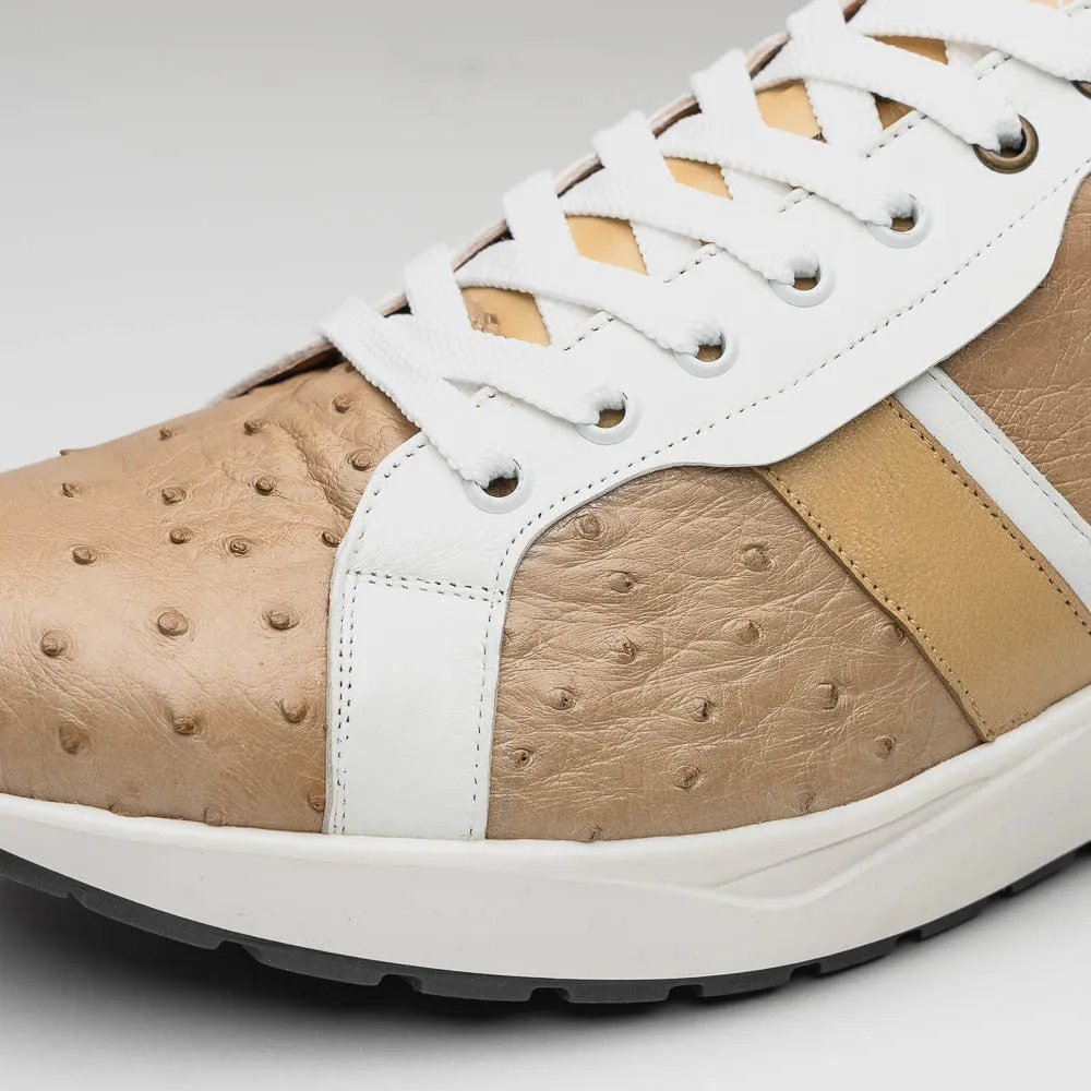 Marco Di Milano LYON II Ostrich and Calfskin Orix/White Sneakers