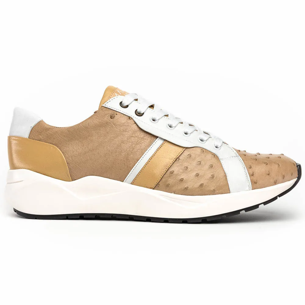 Marco Di Milano LYON II Ostrich and Calfskin Orix/White Sneakers