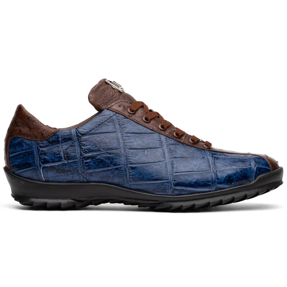 Marco Di Milano SAULO Alligator/Ostrich Bluejean Fashion Sneakers