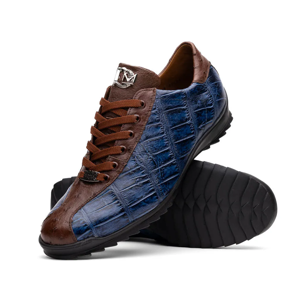 Marco Di Milano SAULO Alligator/Ostrich Bluejean Fashion Sneakers