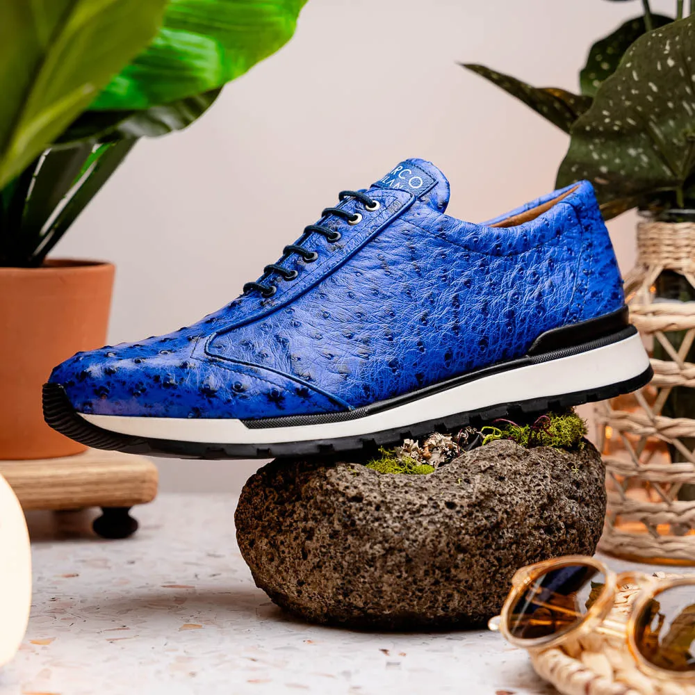 Marco Di Milano SCANNI Electric Blue Ostrich Quill Sneakers