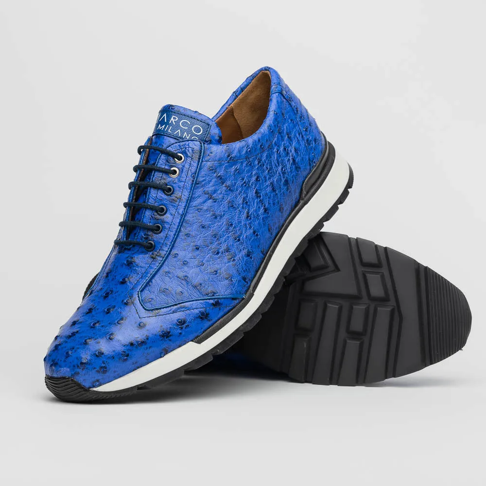 Marco Di Milano SCANNI Electric Blue Ostrich Quill Sneakers