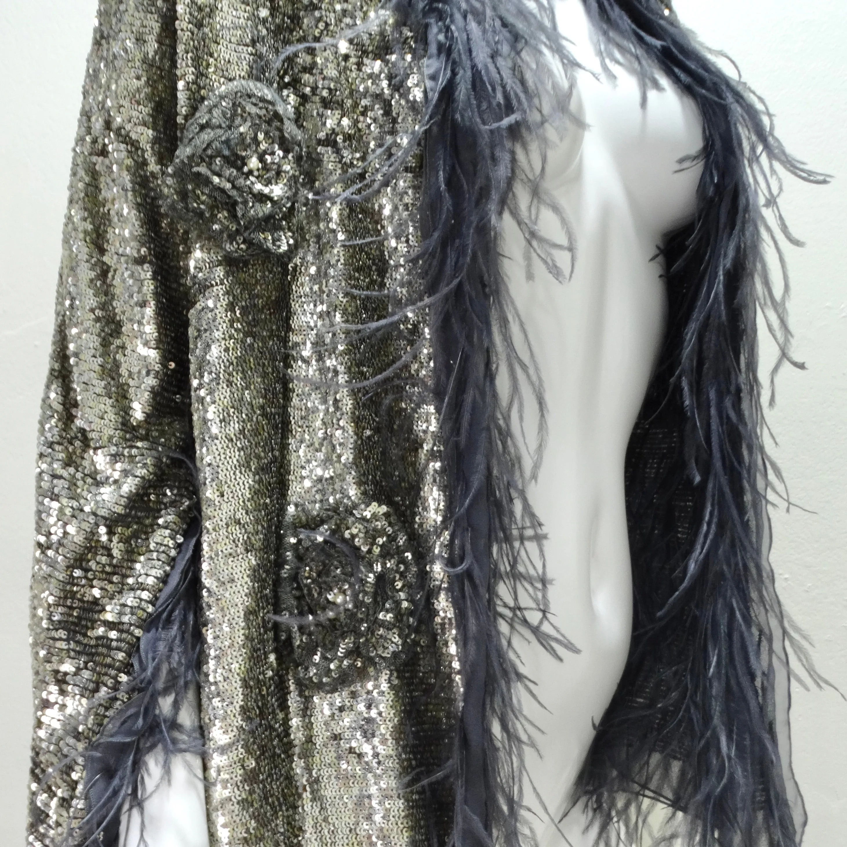 Maurizio Pecoraro 1990s Feather Sequin Evening Jacket