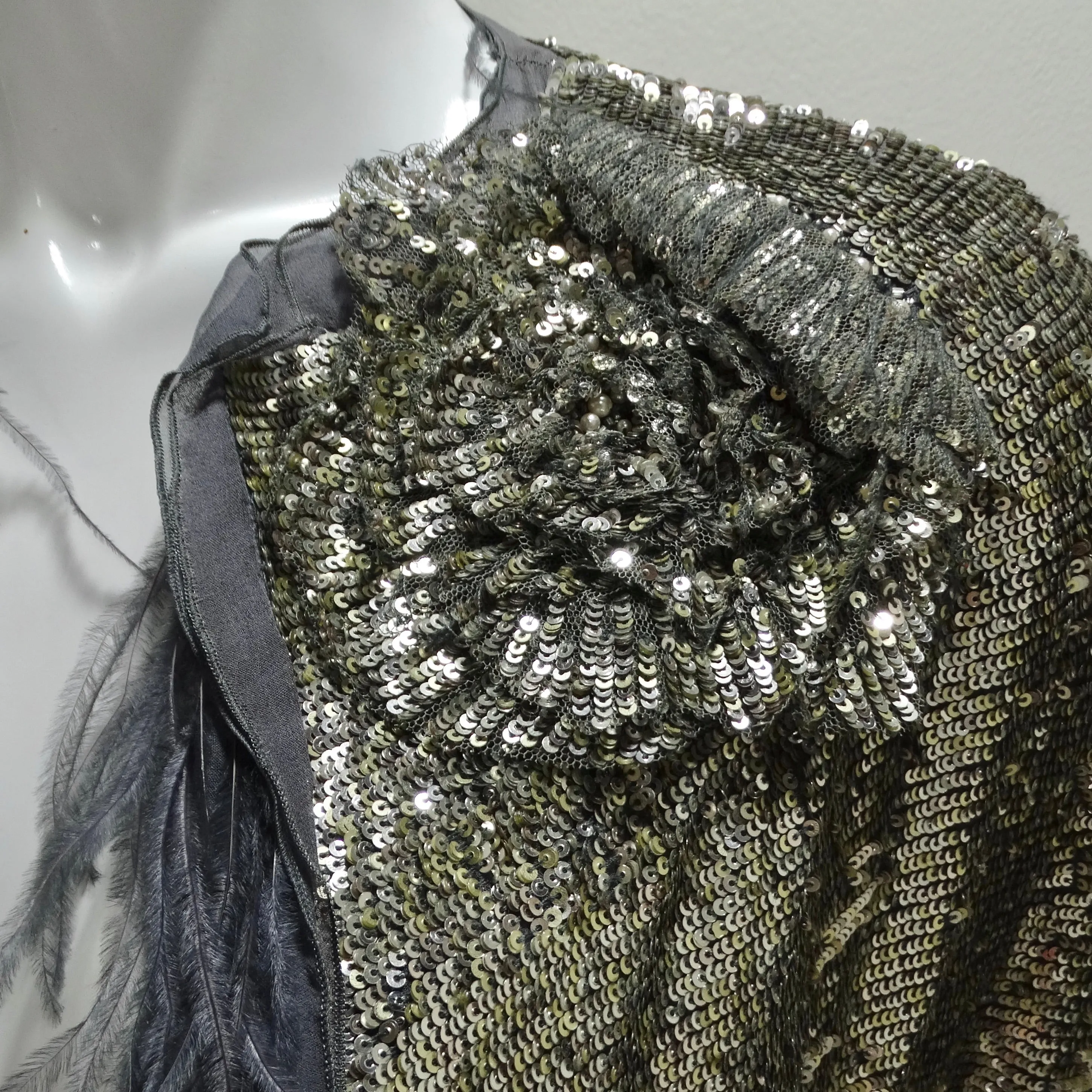 Maurizio Pecoraro 1990s Feather Sequin Evening Jacket