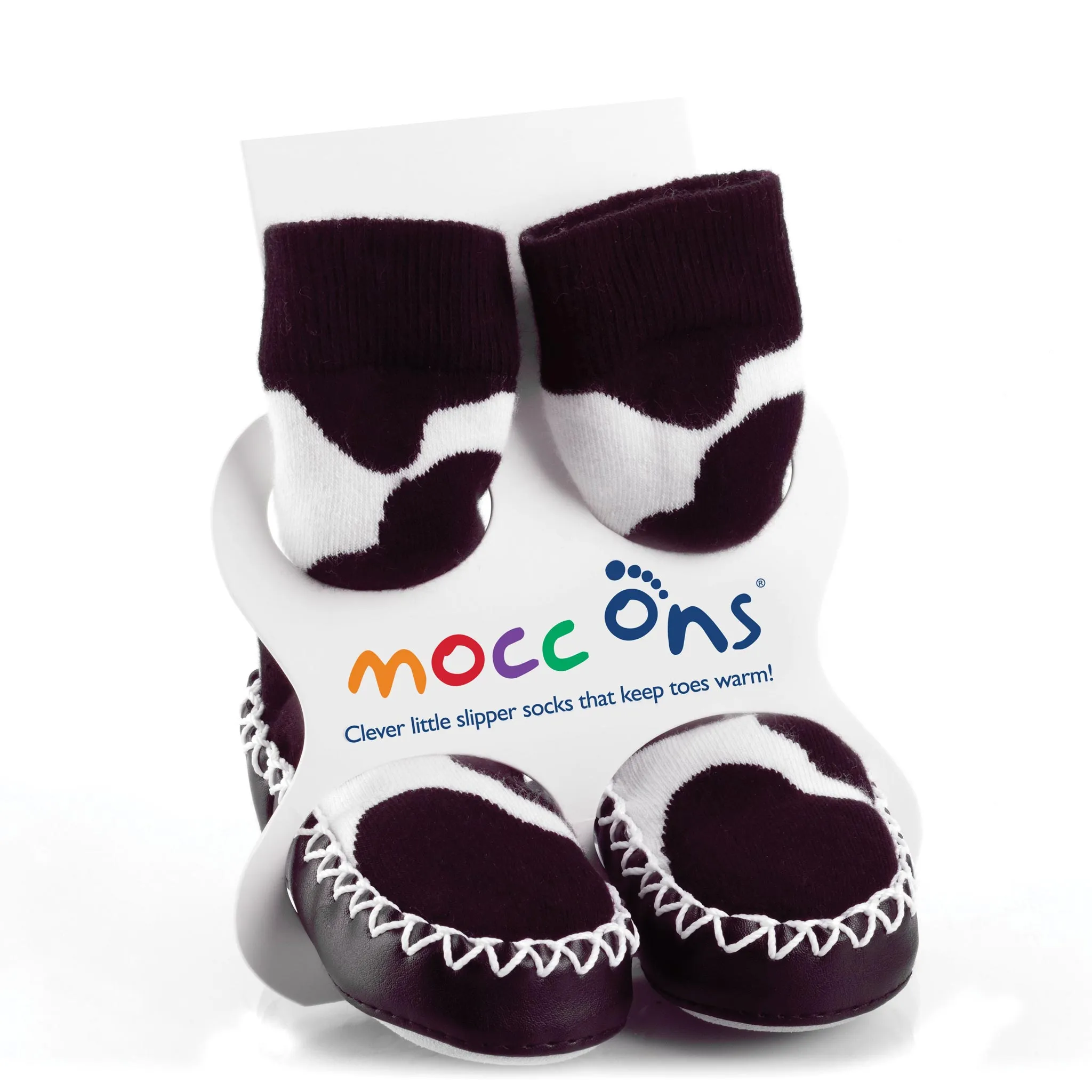 Mocc Ons Slipper Socks (Cow Print)