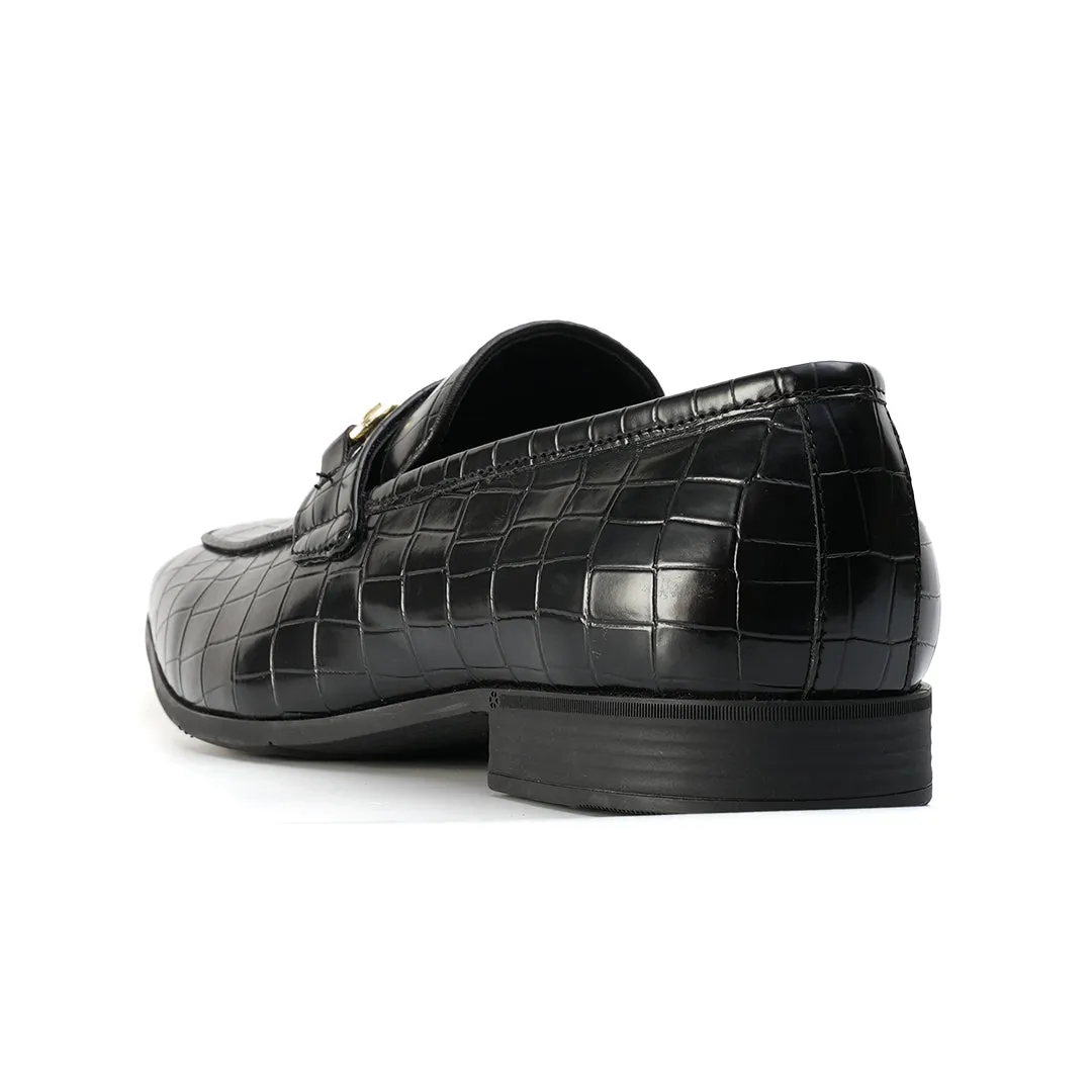 Monkstory Horsebit Croc-Effect Slip-Ons - Black