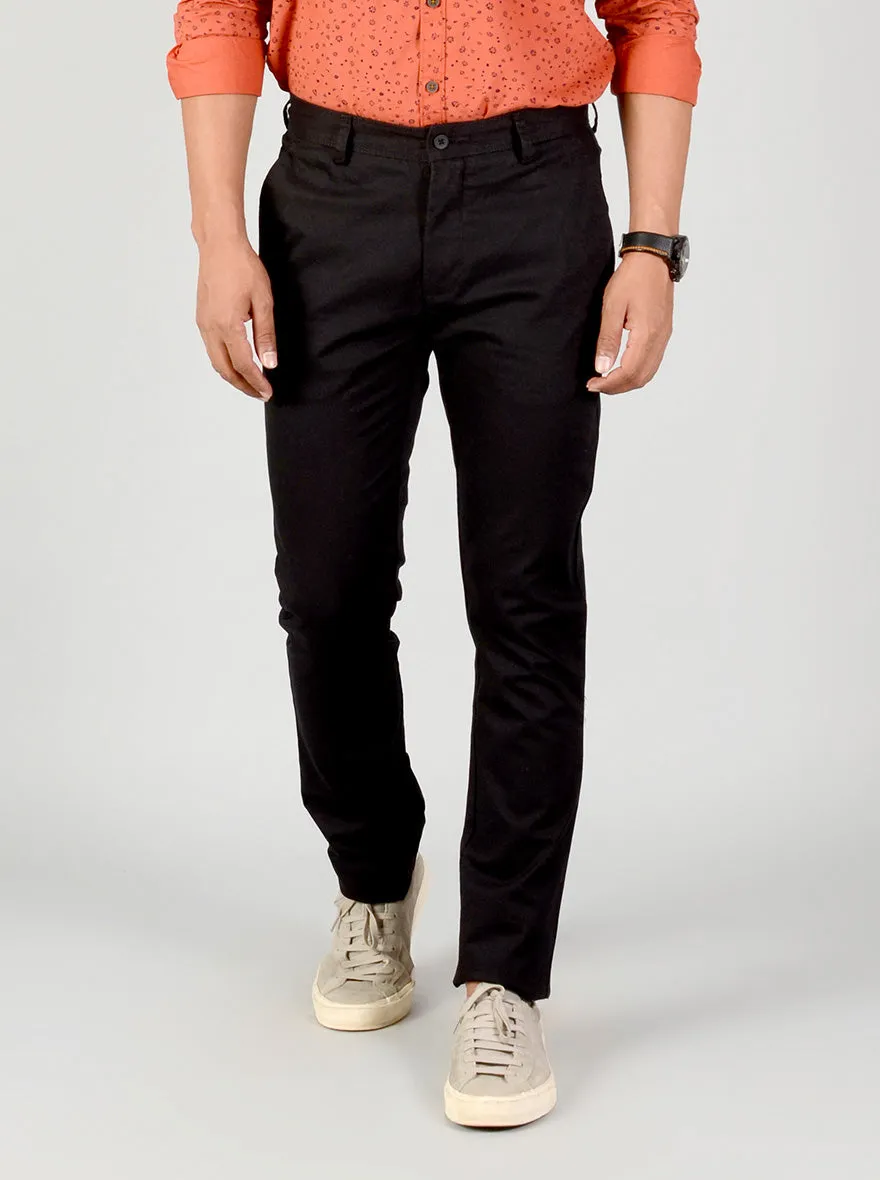 Navy Blue Solid Slim Fit Casual Trouser | Greenfibre