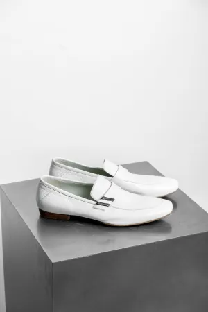 Pal Zileri White Leather Loafers