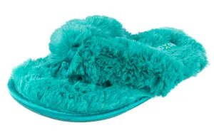 Roxoni Fuzzy House Slippers for Women  Comfortable Furry Spa Thongs  Cozy Slip On Flip Flops - Soft Insole & Rubber Outsole