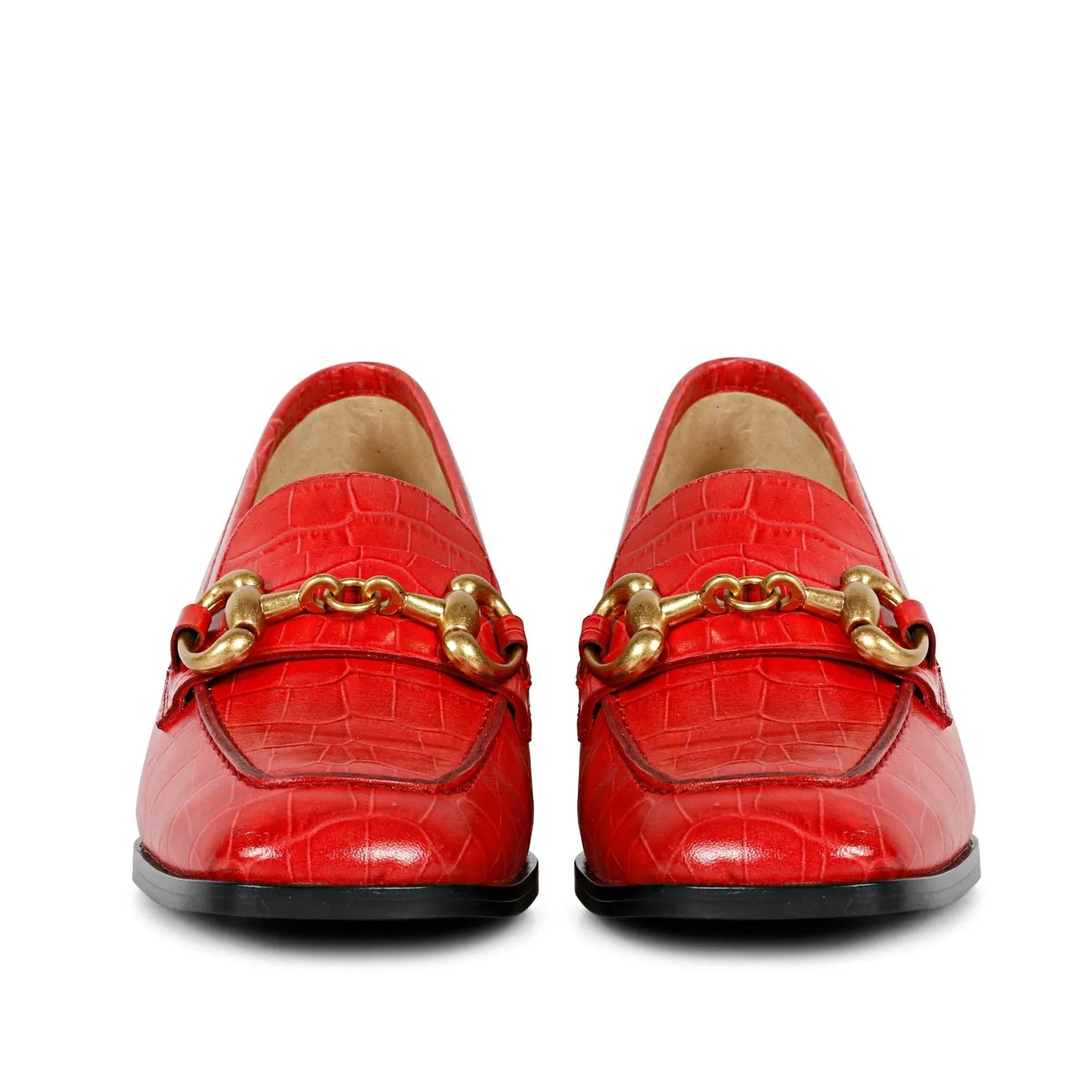 SaintG Womens Red Leather Moccasins