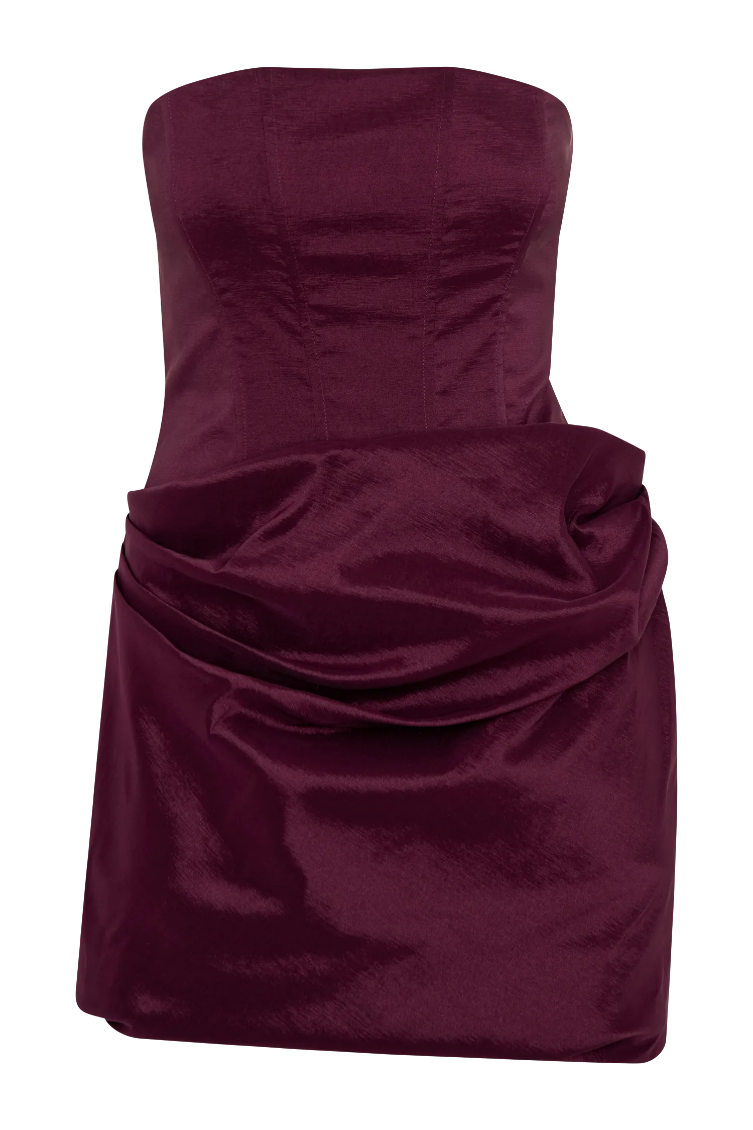 Sasha Taffeta Strapless Corset Mini Dress - Plum