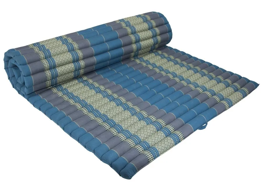 Thai kapok cushion Day bed Roll Out Mattress Foldout Mat relaxation, day bed, camping or Yoga Matt Natural Kapok Filled_ 80 x 200 cm BLUE