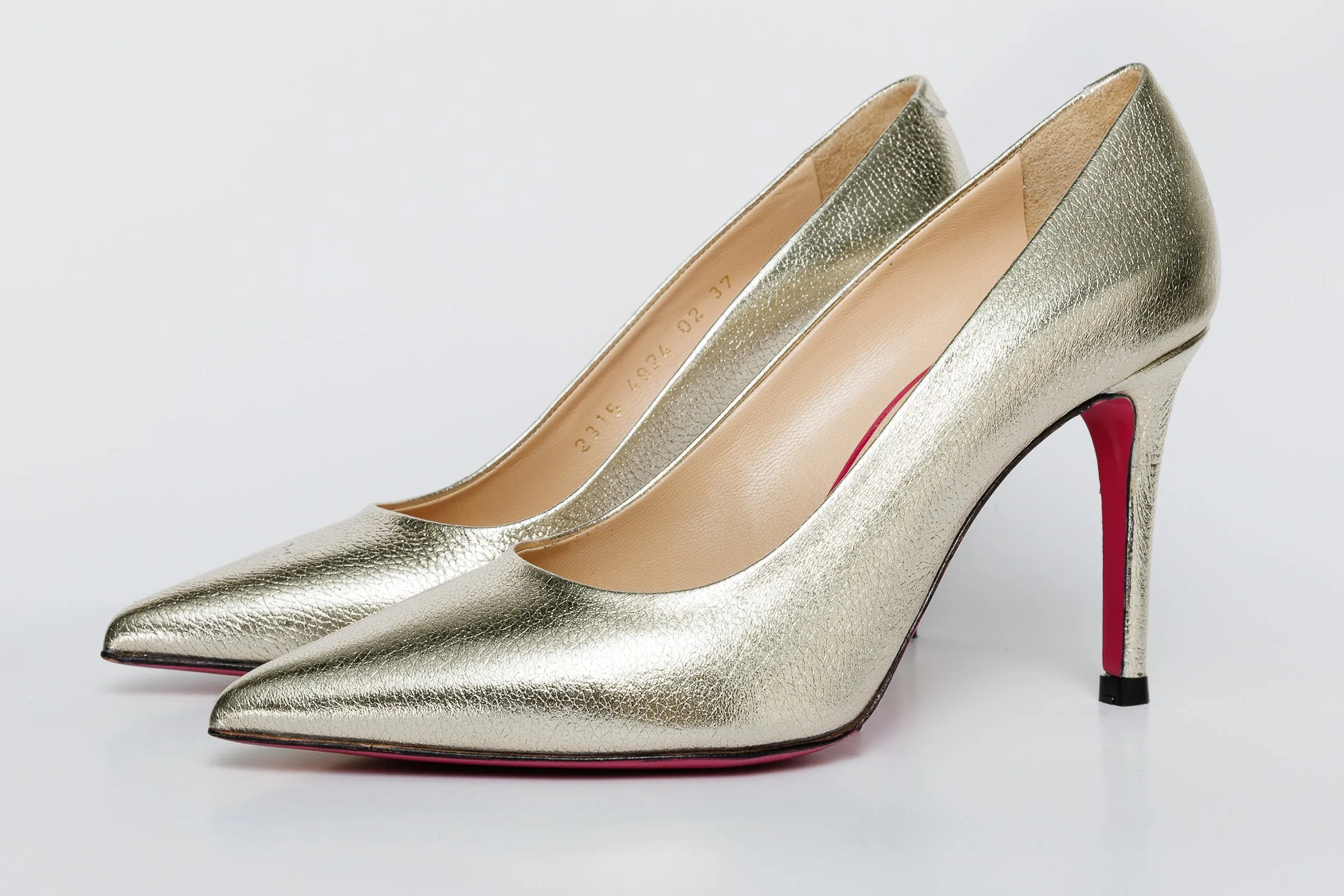 The Ege Gold Leather Pump Fuchsia Sole Women Shoe