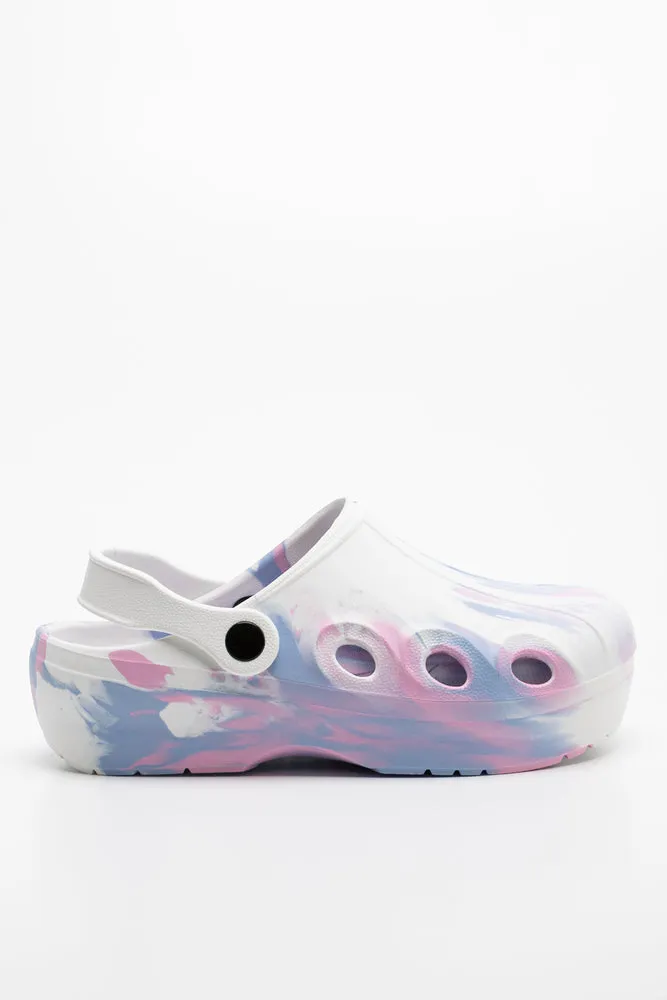 Tie Dye Clog White