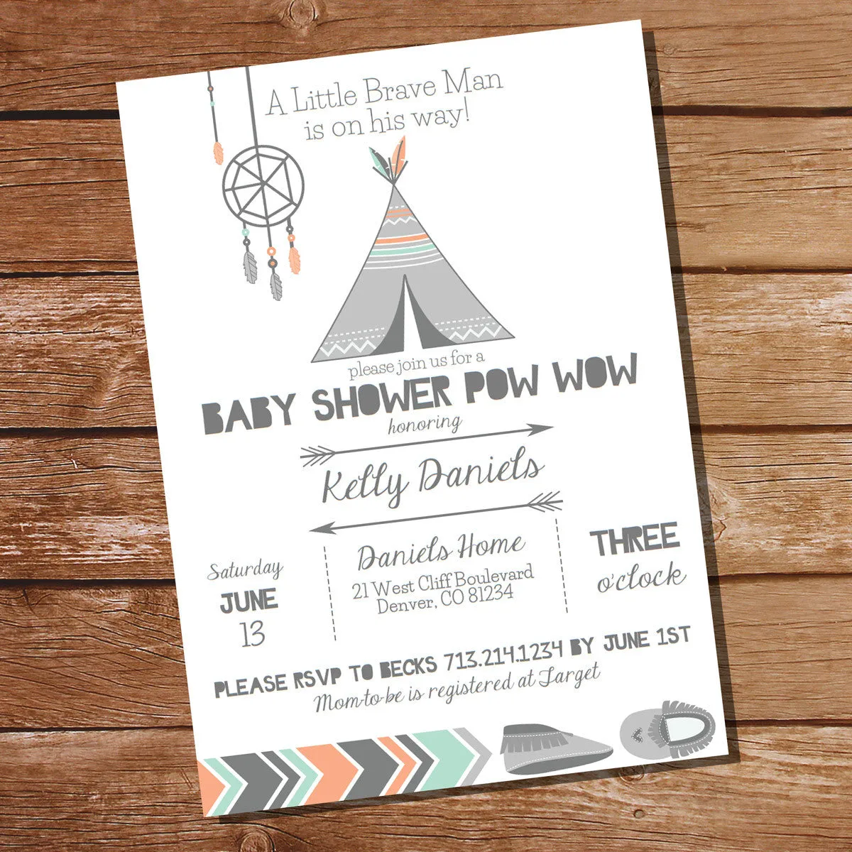 Tribal Baby Shower Invitation for a Boy