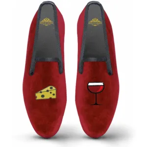 Velvet Loafer/Slipper Shoe - Wine & Cheese